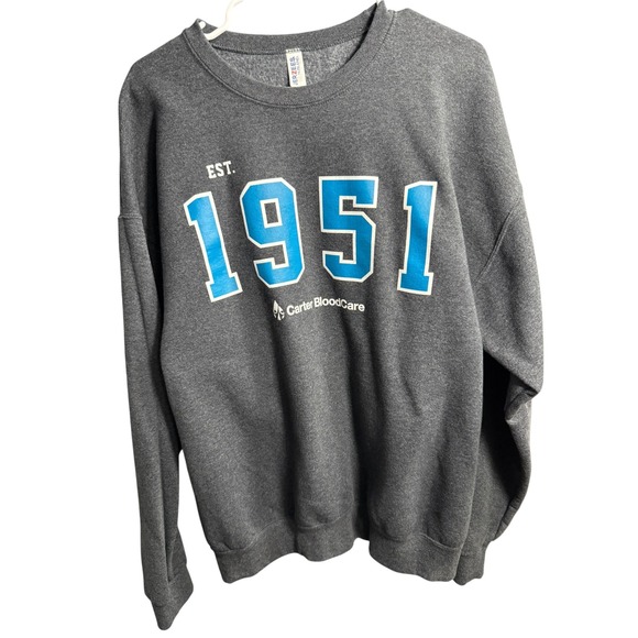 Jerzees Other - Jerzees NuBlend EST 1951 Carter BloodCare Sweatshirt XL Gray Crewneck Pullover